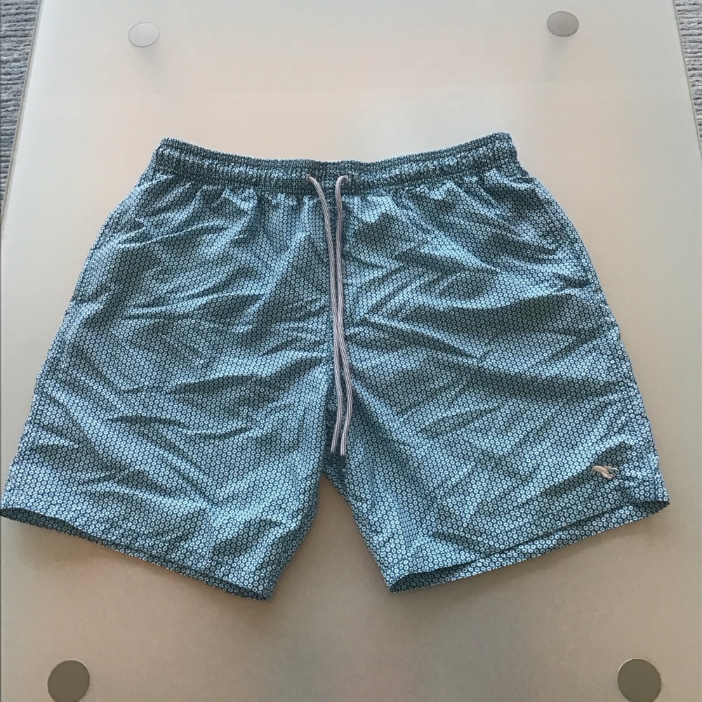 Ted Baker The World's Your Lobster Teal Lined‎ Swim Trunks Shorts 5 L 7" inseam